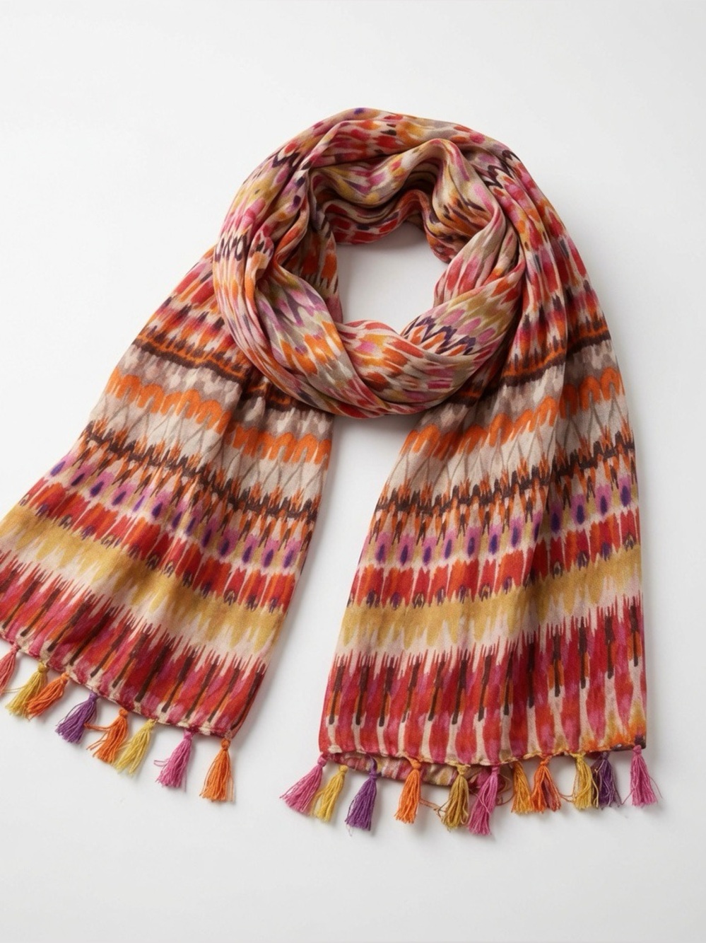 🟢3/$15 THREADS 4 THOUGHT large colorful tassel wrap